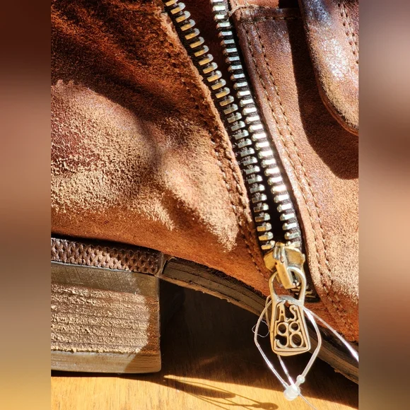 A.S.98 Carter 40 Suede Leather Boots EUC $398 Chestnut Brown 8.5 9 W Boho Moto - Picture 15 of 17